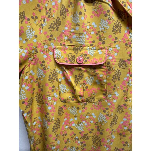 Matilda Jane Yellow Floral Button Blouse Lace Detail Size L Whimsy - Picture 3 of 12